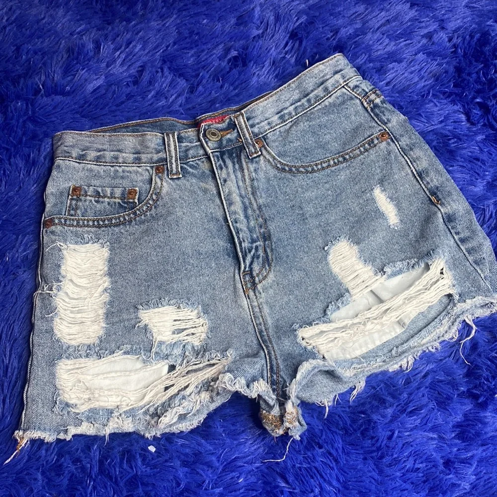 Caffeine Distressed Blue Jean Denim Shorts Size Small Excellent Condition
